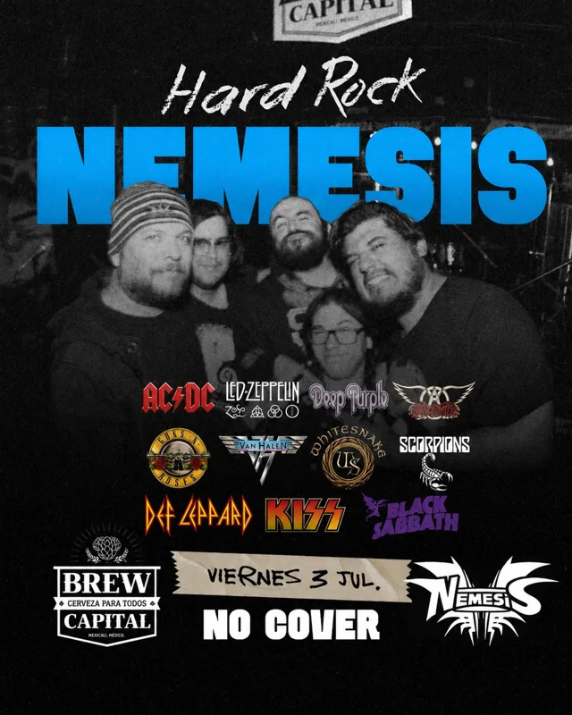Flyer de Noche de Hard Rock con Némesis