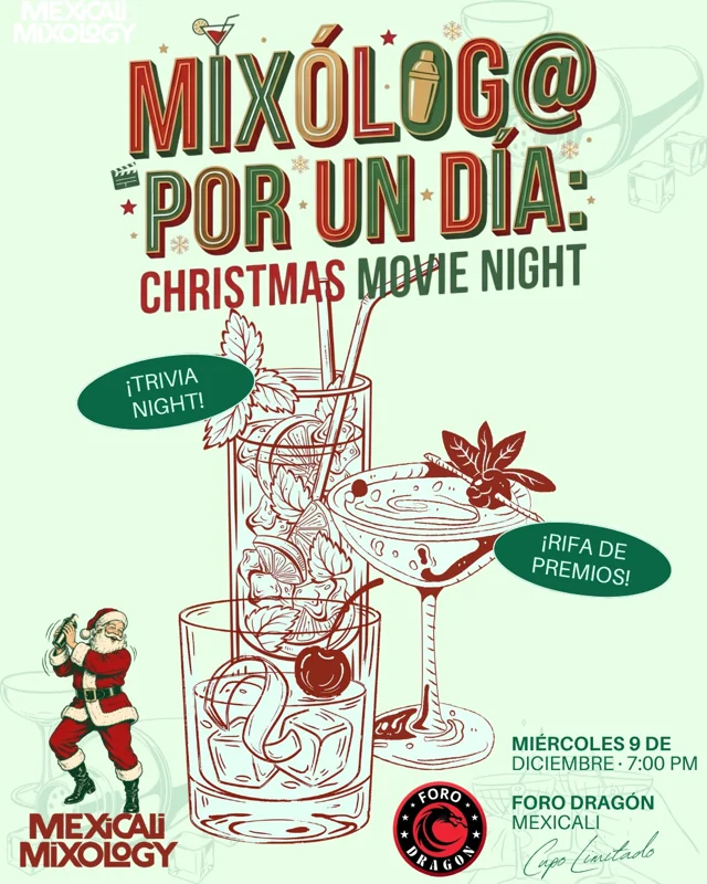 Flyer de Sé Mixólog@ por un Día: Christmas Movie Night