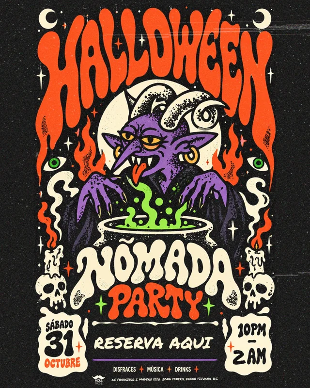 Flyer de Halloween Party en Nómada