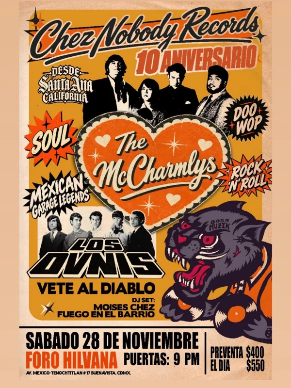 Flyer de 10 años de Chez Nobody Records