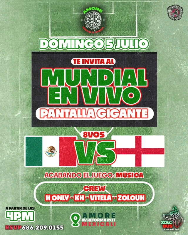 Flyer de Octavos de Final: México vs Inglaterra