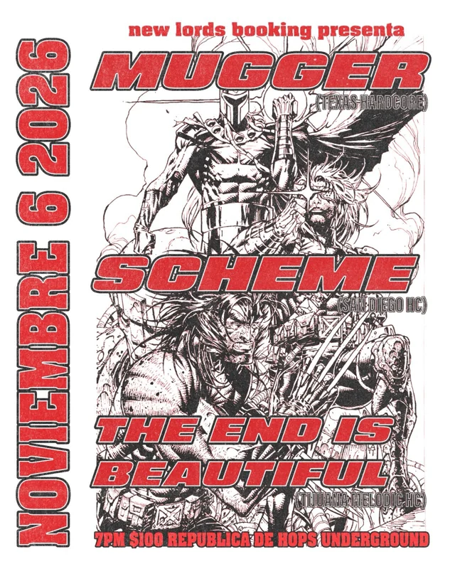 Flyer de Viernes de Hardcore con MUGGER