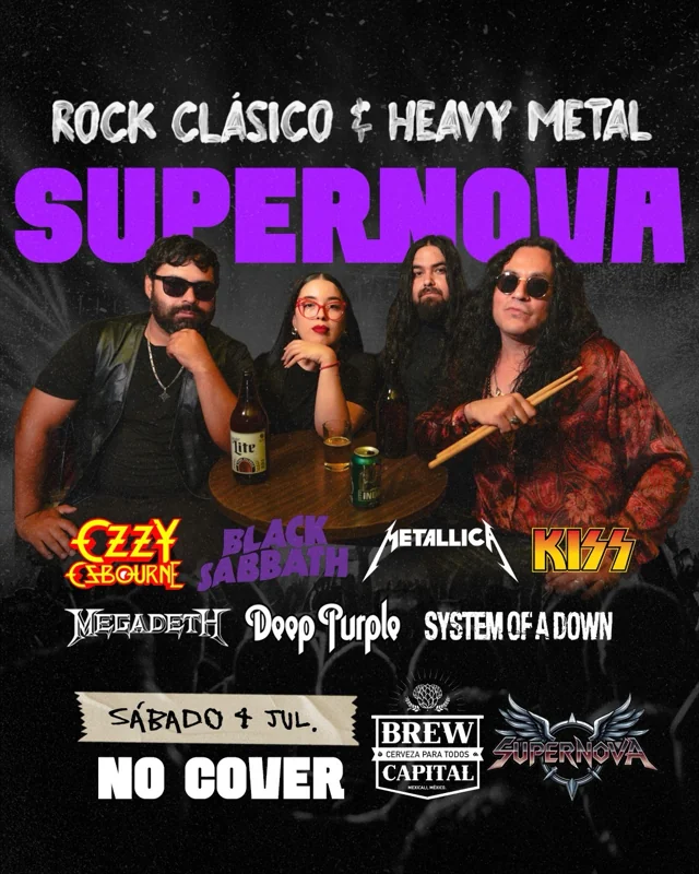 Flyer de Noche de Rock Clásico y Heavy Metal - Supernova